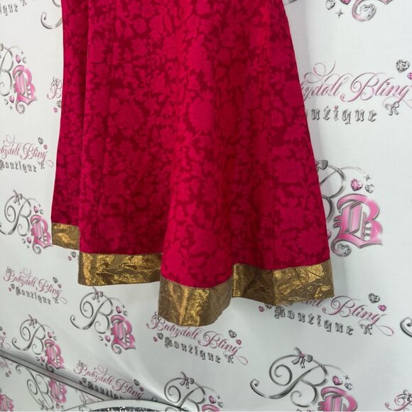 Ulsa kids dress sequins beaded Elegant Red and Gold Kids Dress - Picture 4 of 9